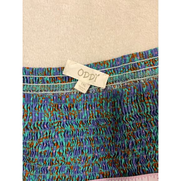 ODDY Women's Plus floral Smocked Balloon Sleeves dress 1x - Picture 6 of 7